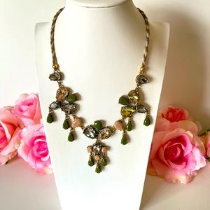 J.crew  green and pink crystal statement necklace